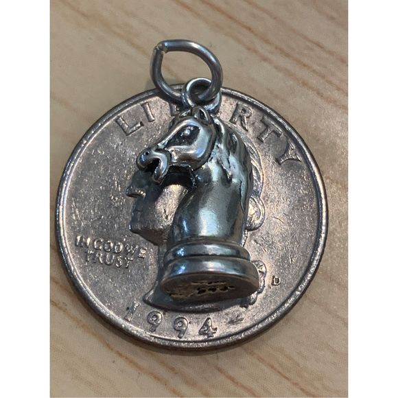 .925 Chess Knight #Game Sterling Silver Jewelry Charm - Picture 4 of 5